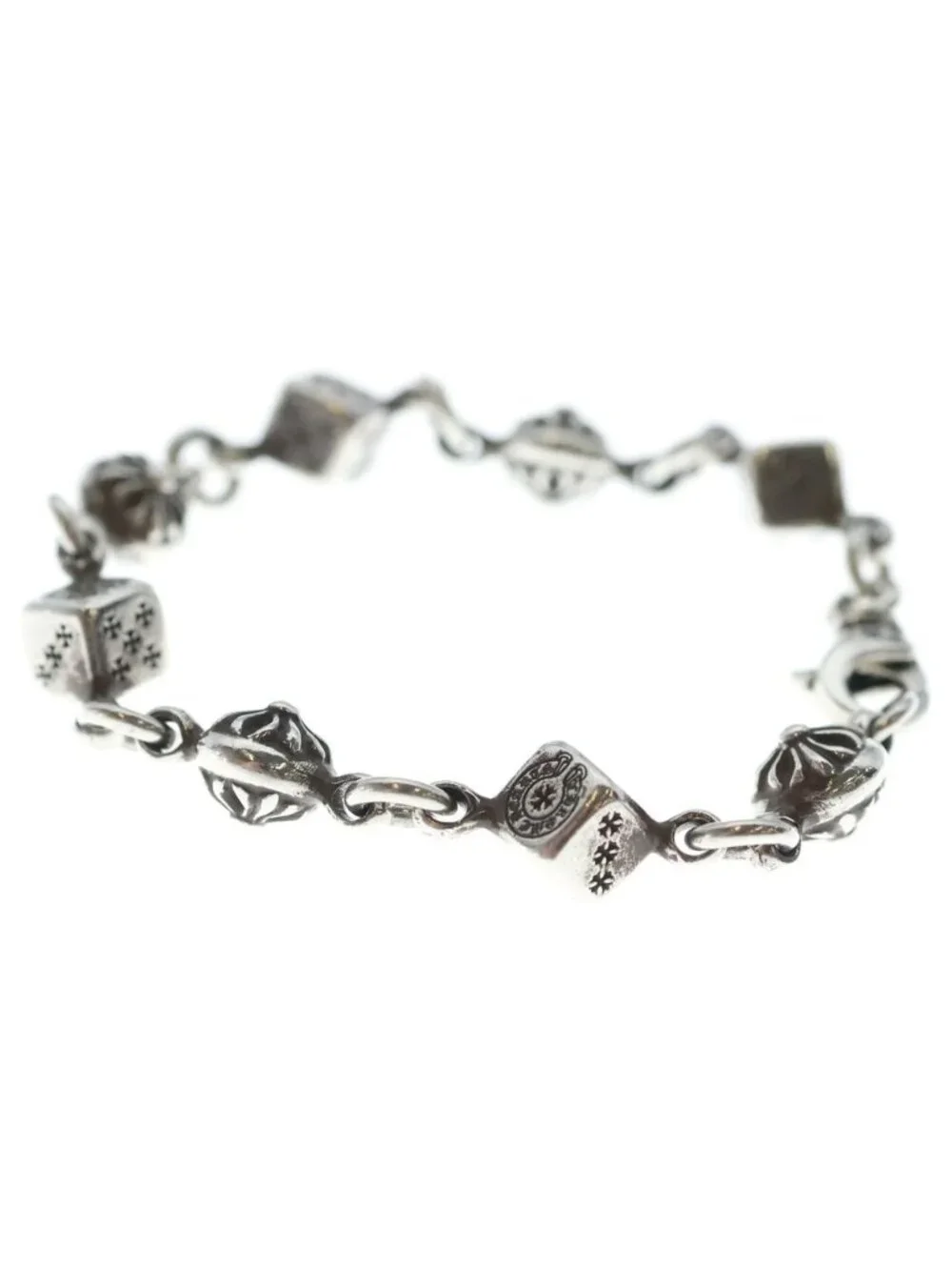 Chrome Hearts Dice No1 Crsbl Cross Ball Bracelet Silver